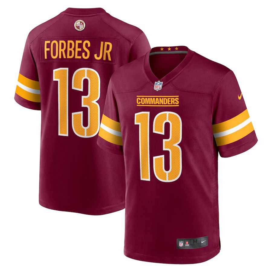 Men Washington Commanders 13 Emmanuel Forbes Nike Burgundy 2023 NFL Draft First Round Pick Game NFL Jersey